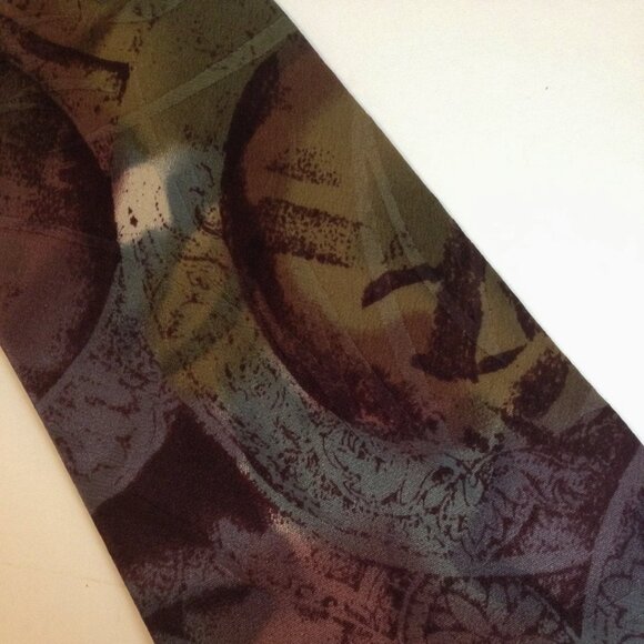 Paul Rodon Abstract Neck Tie Hand Made 100% Silk Mens Plum Teal Green Neckwear - Picture 2 of 9